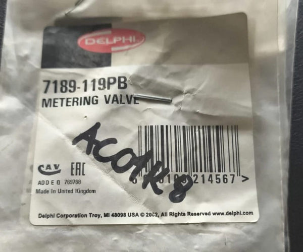 Delphi Metering Valve - 7189119PB For Delphi/CAV/Lucas diesel injection pumps And DP210 and DP310 models